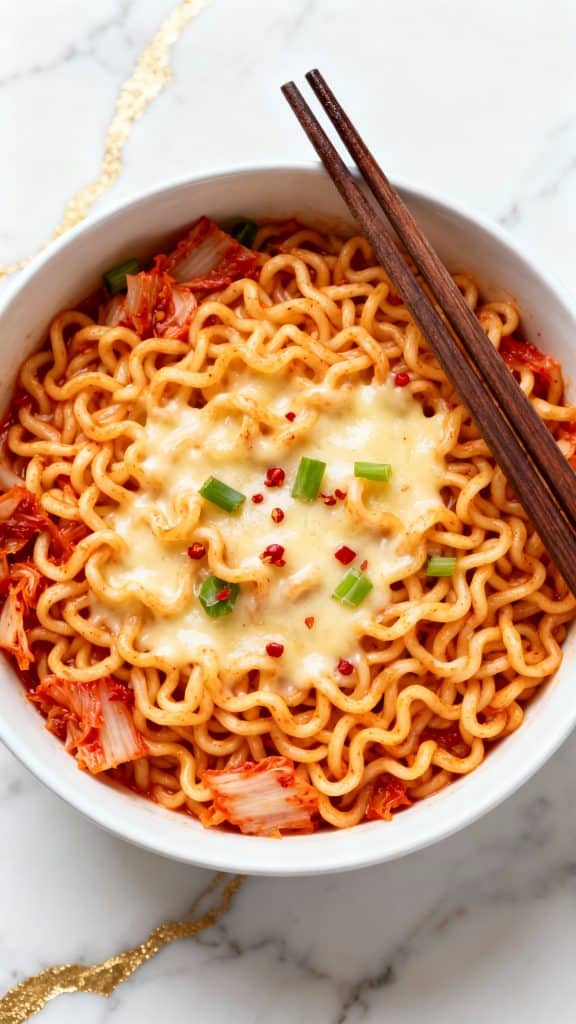 Kimchi Cheese Ramen Stir-Fry