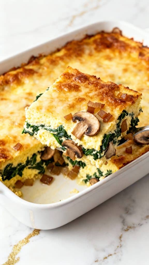 Spinach and Mushroom Egg Casserole