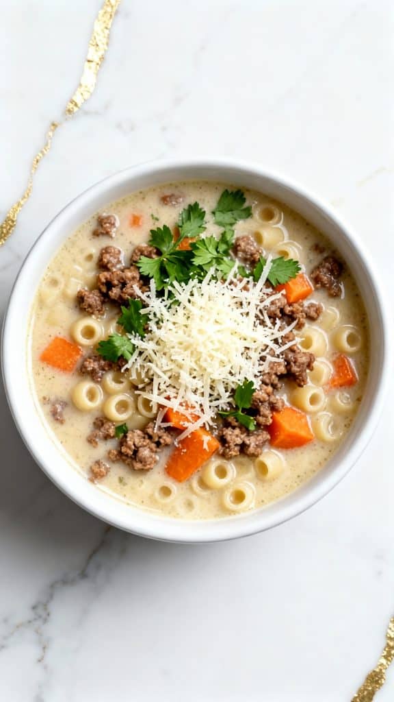 Creamy Parmesan Italian Sausage Ditalini Soup