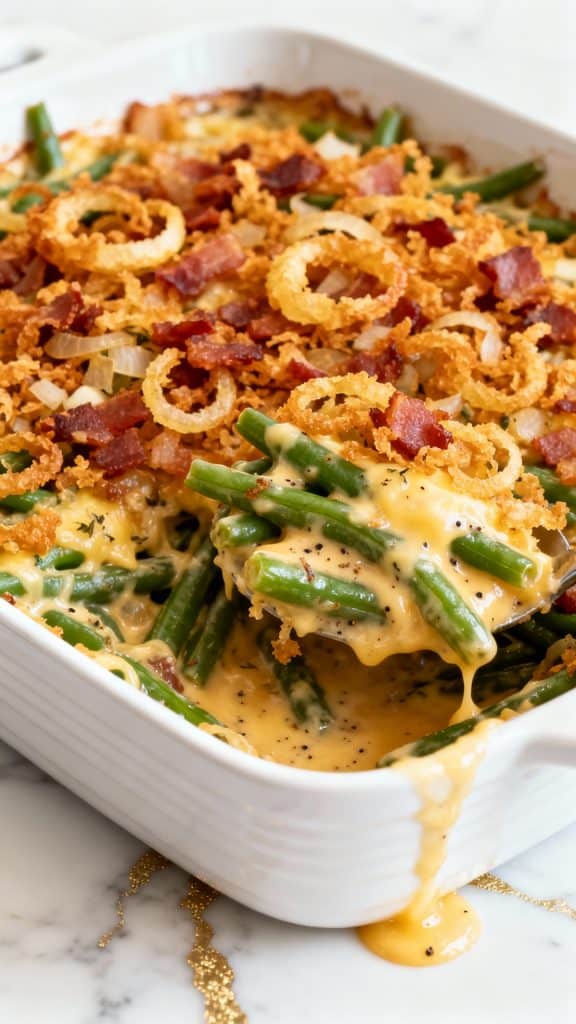 Cream Cheese and Bacon Green Bean Casserole
