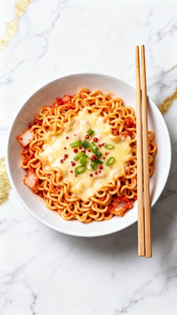 Kimchi Cheese Ramen Stir-Fry
