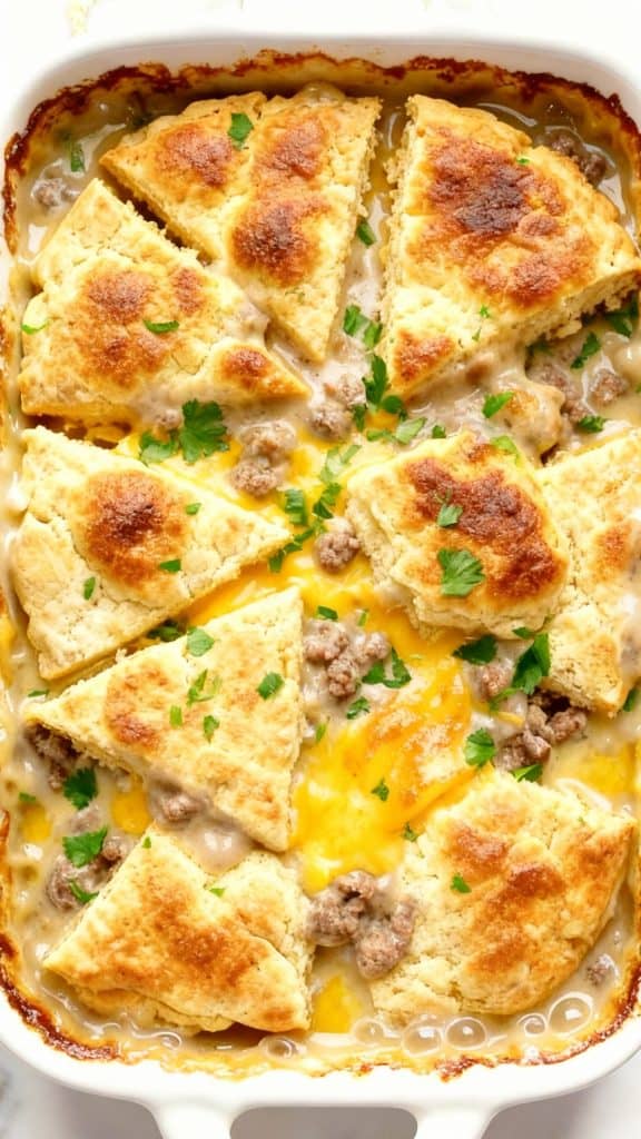 Biscuits and Gravy Breakfast Casserole