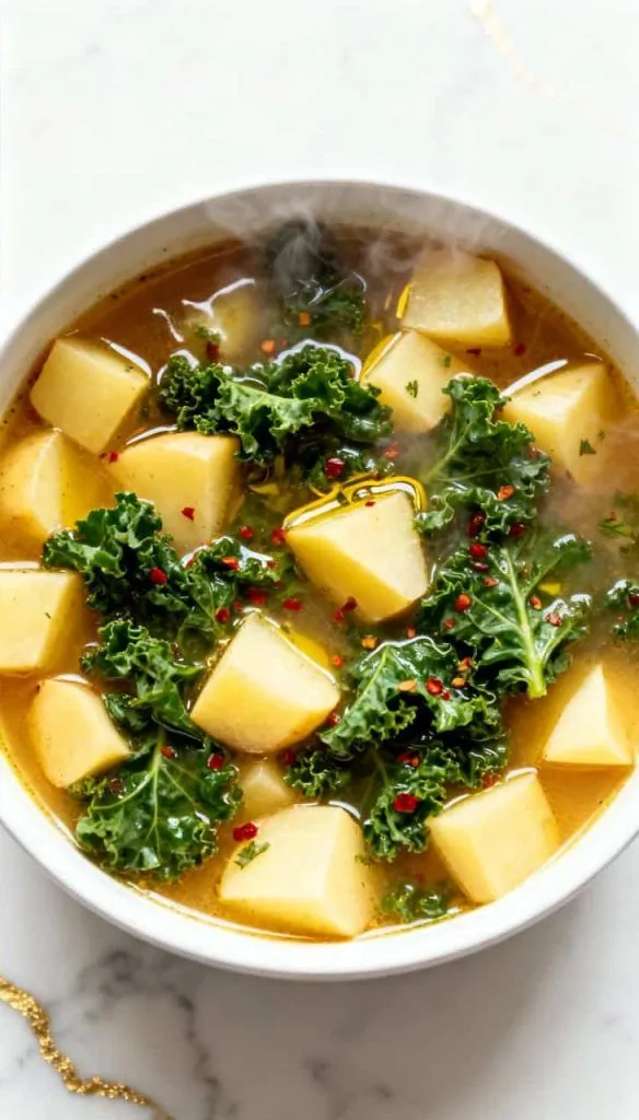 Cozy Vegetarian Potato-Kale Soup