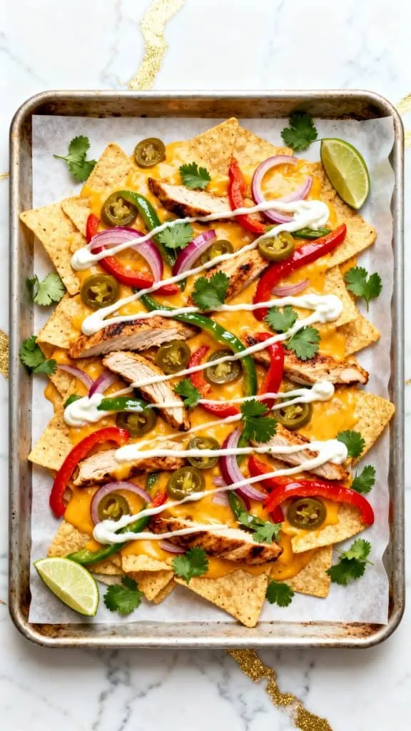 Sheet Pan Chicken Fajita Nachos