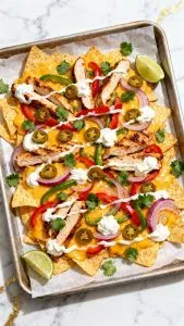 Sheet Pan Chicken Fajita Nachos