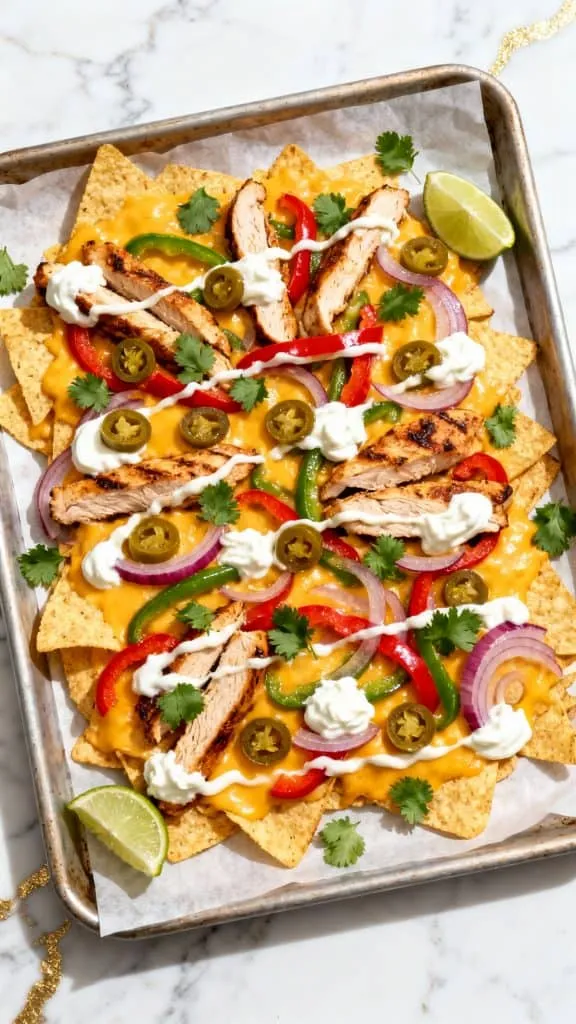 Sheet Pan Chicken Fajita Nachos
