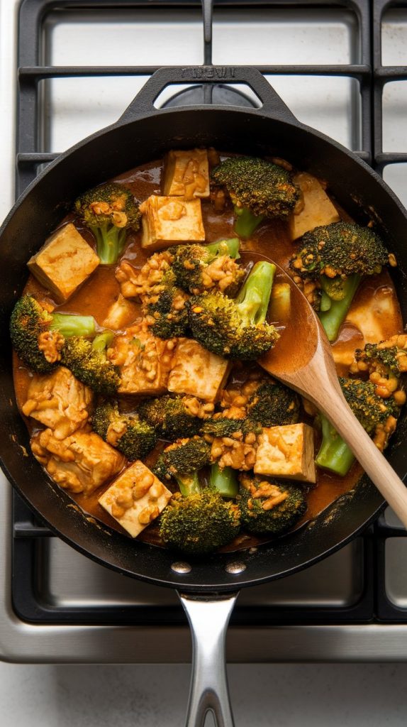 Sticky Mongolian Tofu and Broccoli Stir Fry