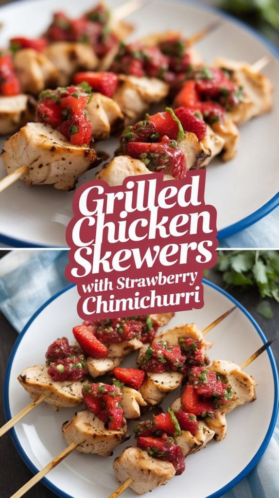 Grilled Chicken Skewers with Strawberry Chimichurri