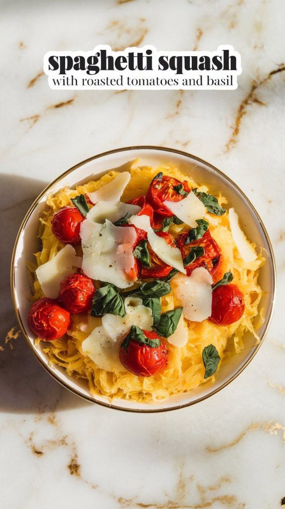 Spaghetti Squash with Roasted Tomatoes and Basil