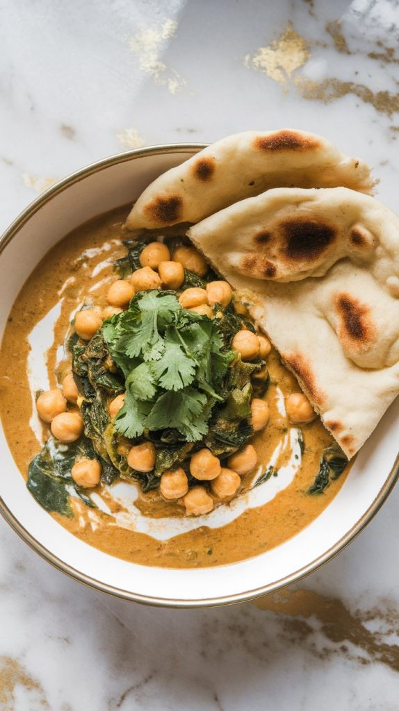 Coconut Curry Chickpeas with Spinach