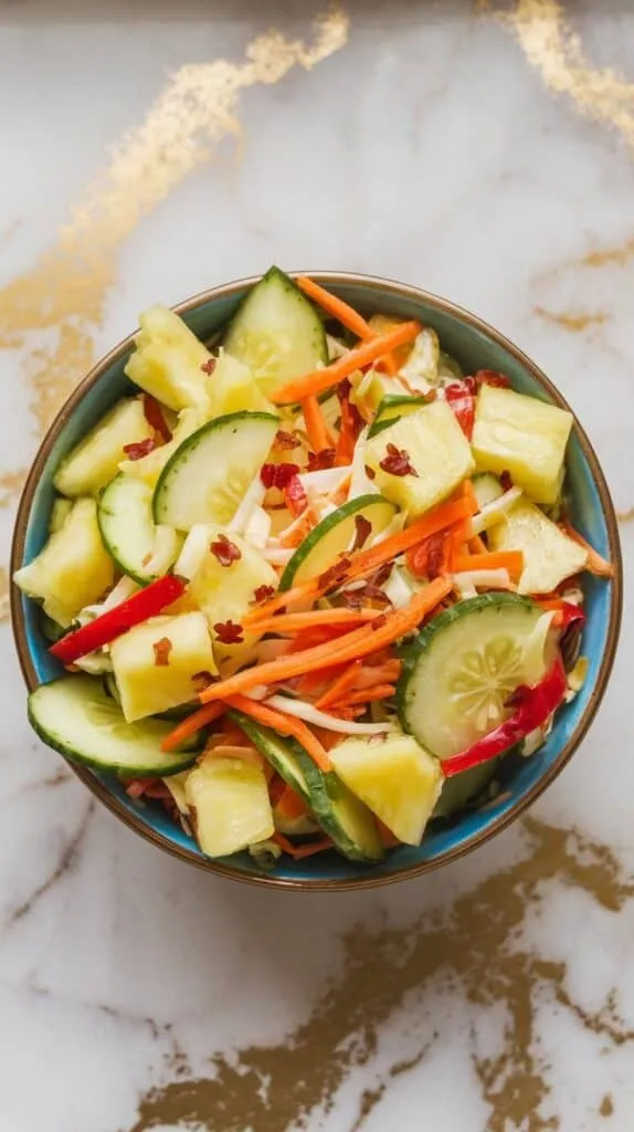 Spicy Pineapple Cucumber Slaw