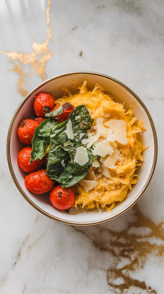 Spaghetti Squash with Roasted Tomatoes and Basil