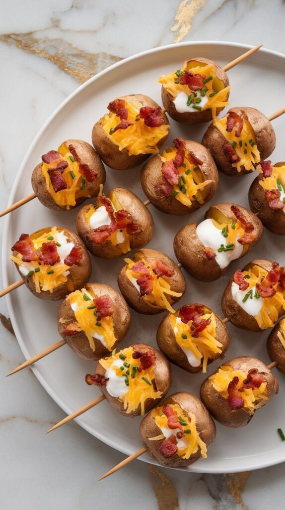 Mini-Stuffed Baked Potato Skewers