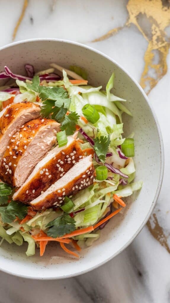 Asian Cabbage Slaw with Grilled Chicken