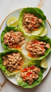 Turkey Lettuce Wraps with Peanut Sauce