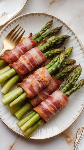 Garlic Bacon Wrapped Asparagus Bundles