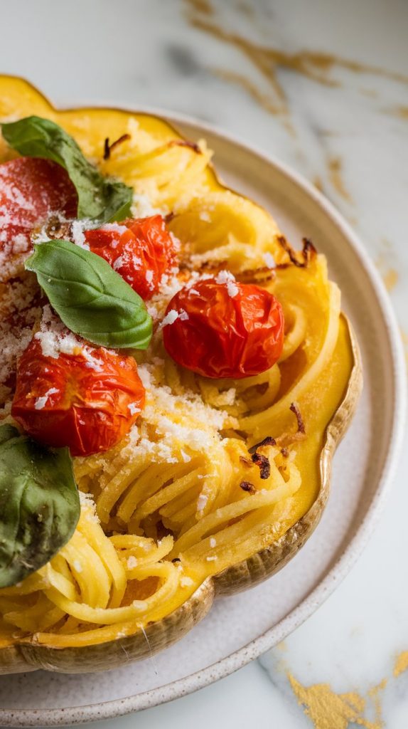 Spaghetti Squash with Roasted Tomatoes and Basil