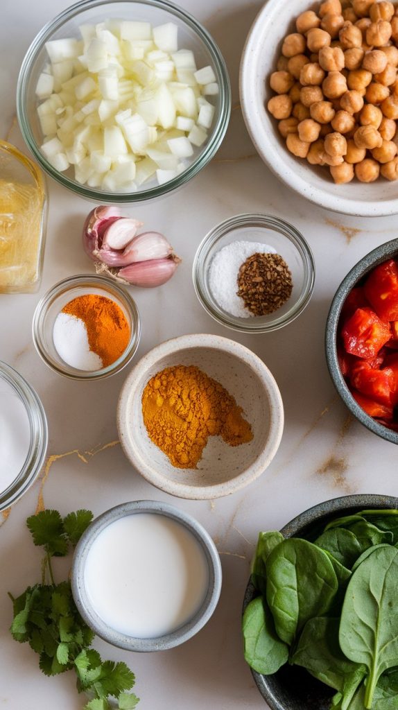 Coconut Curry Chickpeas with Spinach