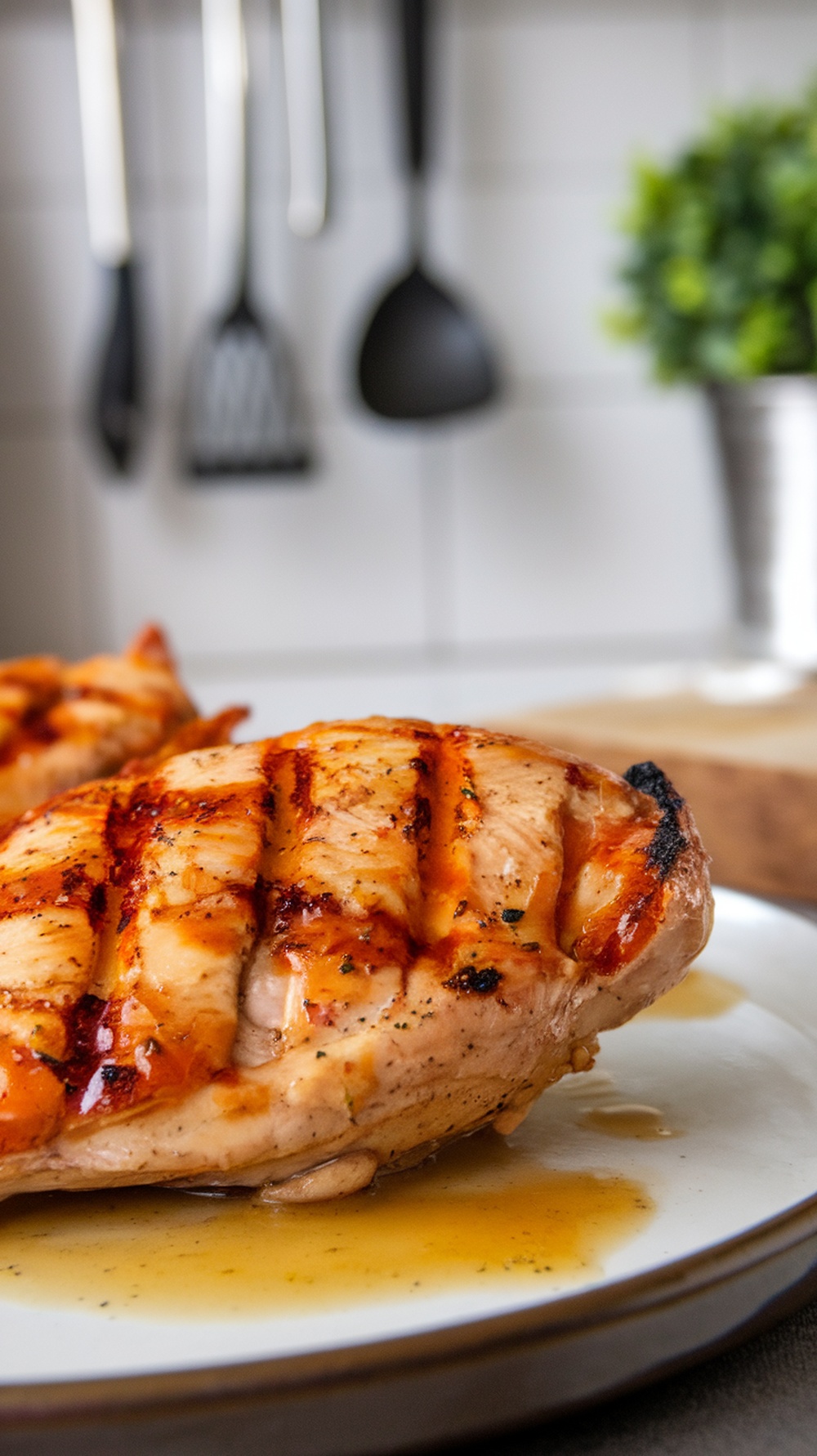 Grilled chicken breast with peach BBQ sauce