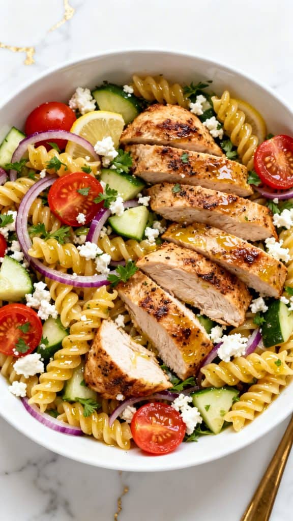 Mediterranean Chicken Pasta Salad