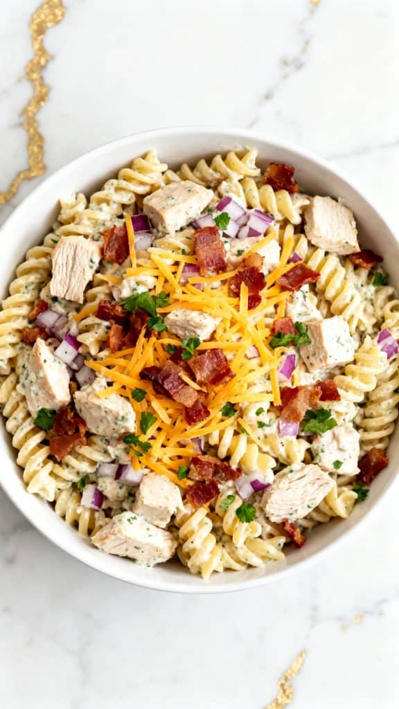 Chicken Bacon Ranch Pasta Salad