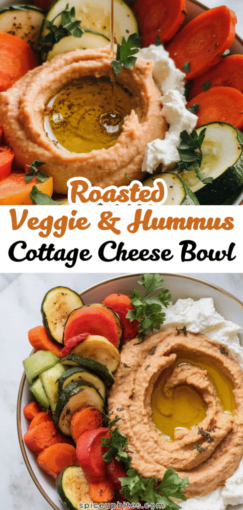 Roasted Veggie & Hummus Cottage Cheese Bowl