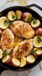 Lemon Herb Chicken and Potatoes Skillet