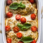 Basil Pesto Tomato Mozzarella Chicken Bake