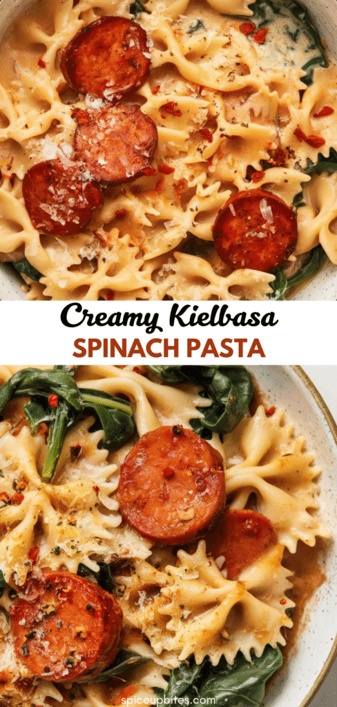 Creamy Kielbasa Spinach Pasta 3