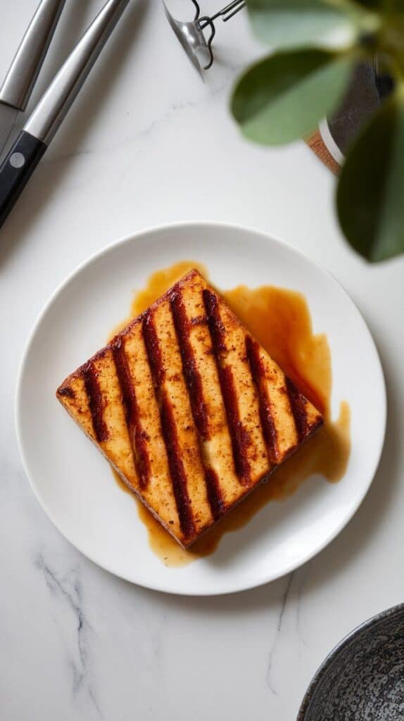 Grilled Tofu with Rhubarb-Soy Glaze