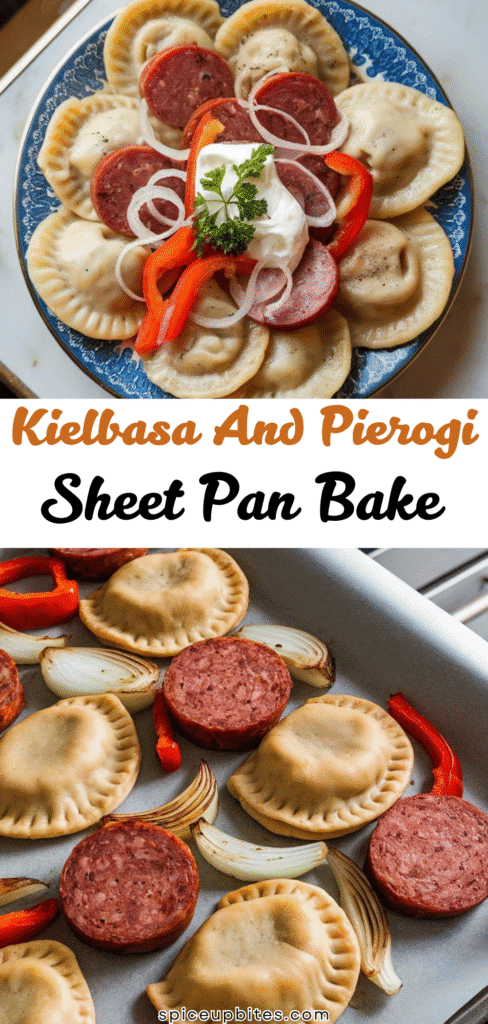 Kielbasa and Pierogi Sheet Pan Bake