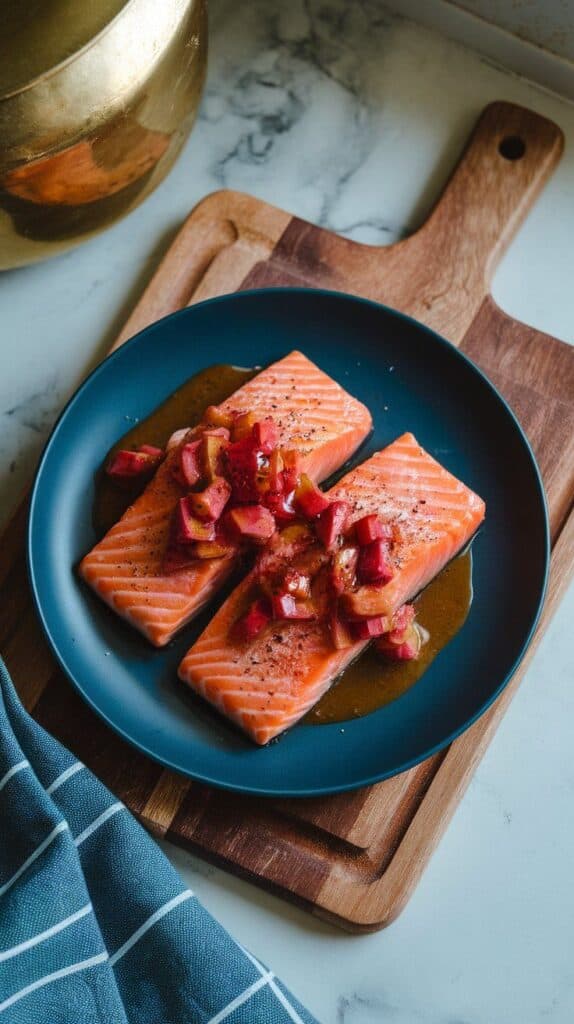 Pan-Seared Salmon with Rhubarb Ginger Sauce