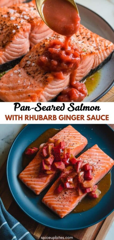 pan-seared salmon with rhubarb ginger sauce