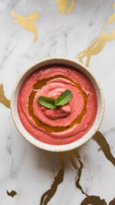 Rhubarb Gazpacho with Cucumber and Mint