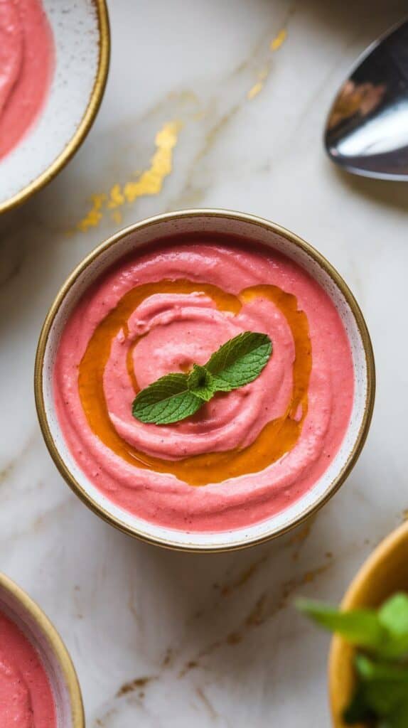Rhubarb Gazpacho with Cucumber and Mint