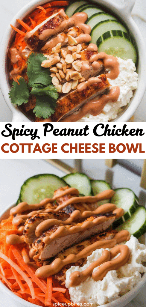 Spicy Peanut Chicken Cottage Cheese Bowl