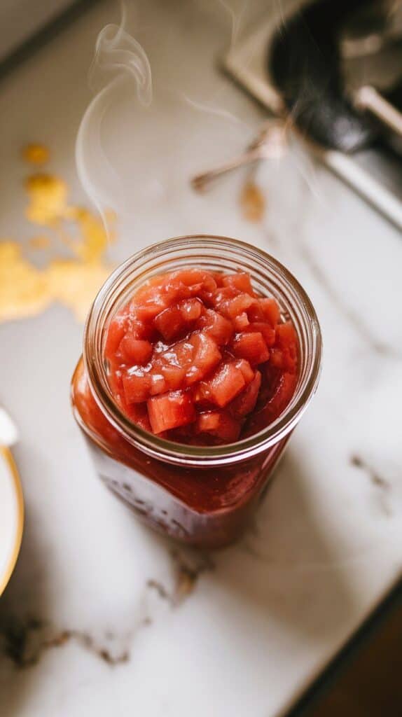 Spicy Rhubarb Relish for Burgers