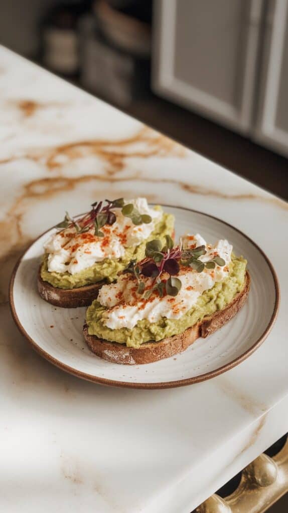 Egg White & Avocado Cottage Cheese Toast