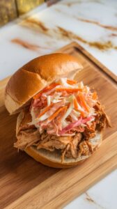 Pulled Chicken Sandwiches with Rhubarb Slaw