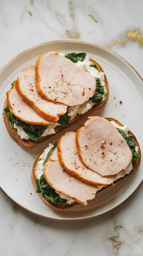 Turkey & Spinach Cottage Cheese Toast