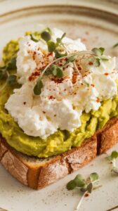 Egg White & Avocado Cottage Cheese Toast