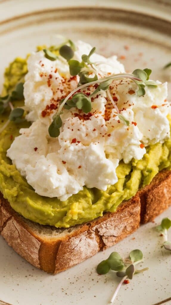 Egg White & Avocado Cottage Cheese Toast