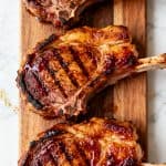 Grilled Pork Chops with Rhubarb BBQ Sauce