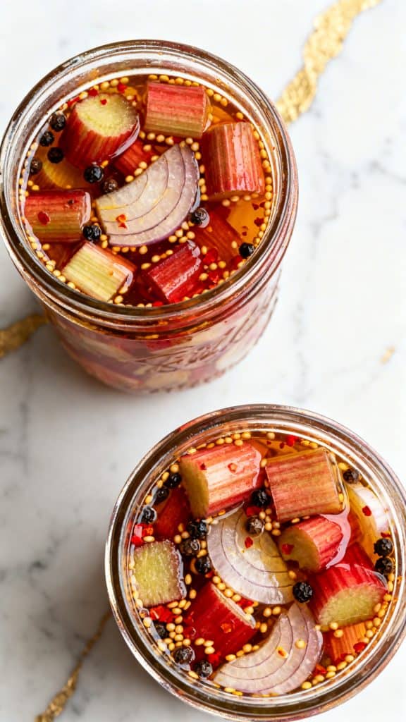 Sweet & Tangy Rhubarb Pickles