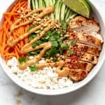 Spicy Peanut Chicken Cottage Cheese Bowl