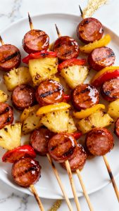 Grilled Pineapple Kielbasa Skewers
