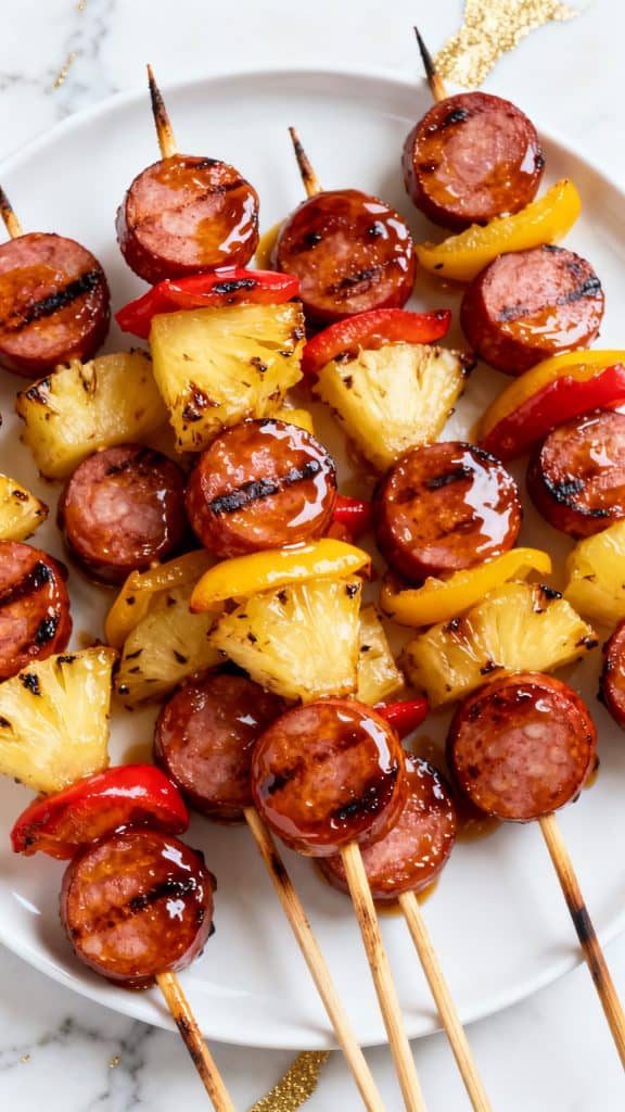 Grilled Pineapple Kielbasa Skewers