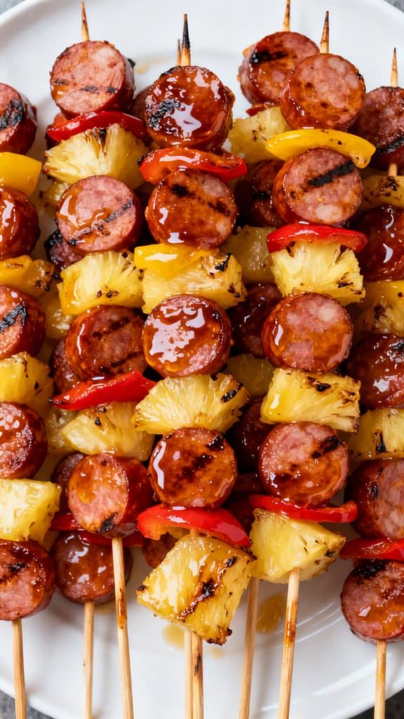 Grilled Pineapple Kielbasa Skewers