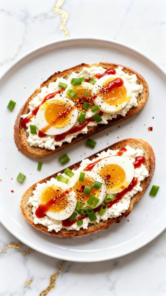 Cottage Cheese Egg & Sriracha Protein Toast