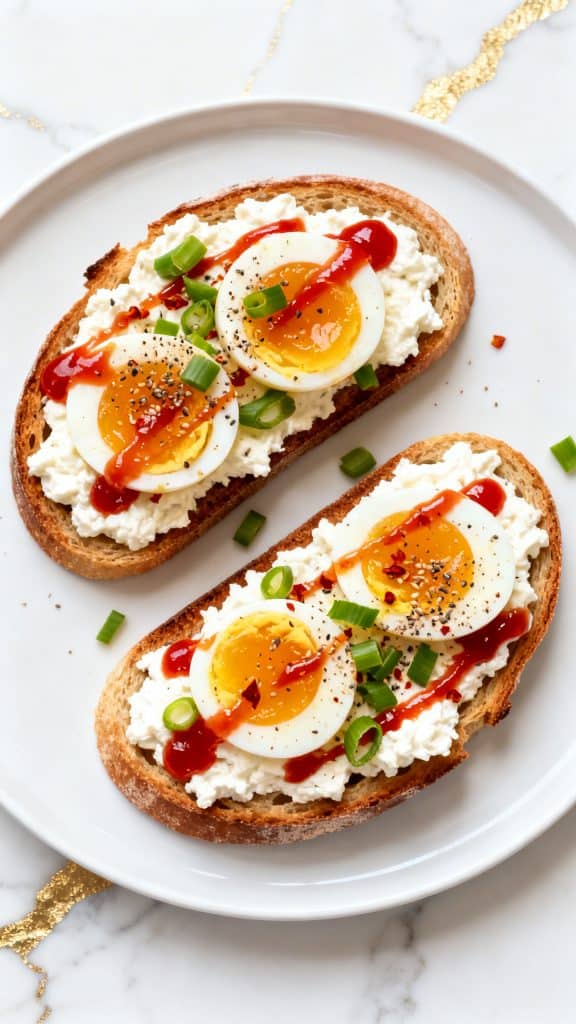 Cottage Cheese Egg & Sriracha Protein Toast
